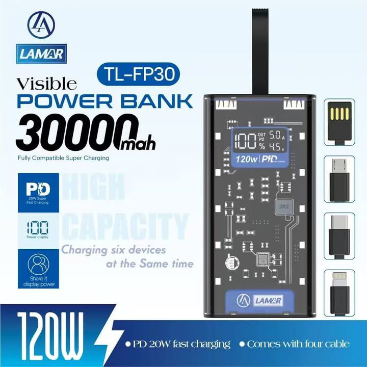 Power bank 30000MAH PD 20W 120W Model TL-FP30
