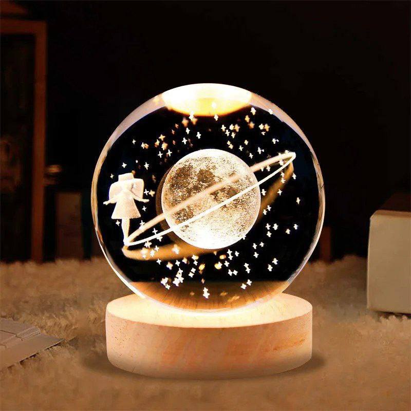 Lampe décorative en forme de boule cristal 3D