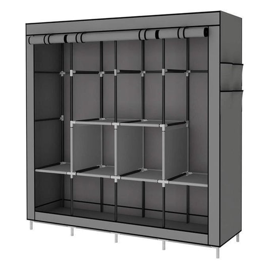 170cm×45×170Armoire portable de grande taille avec 6 étagères de rangement خزانة ملابس كبيرة محمولة مزودة بـ 6 أرفف تخزين، و4 أقسام للتعليق، و4 جيوب جانبية