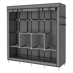 170cm×45×170Armoire portable de grande taille avec 6 étagères de rangement خزانة ملابس كبيرة محمولة مزودة بـ 6 أرفف تخزين، و4 أقسام للتعليق، و4 جيوب جانبية