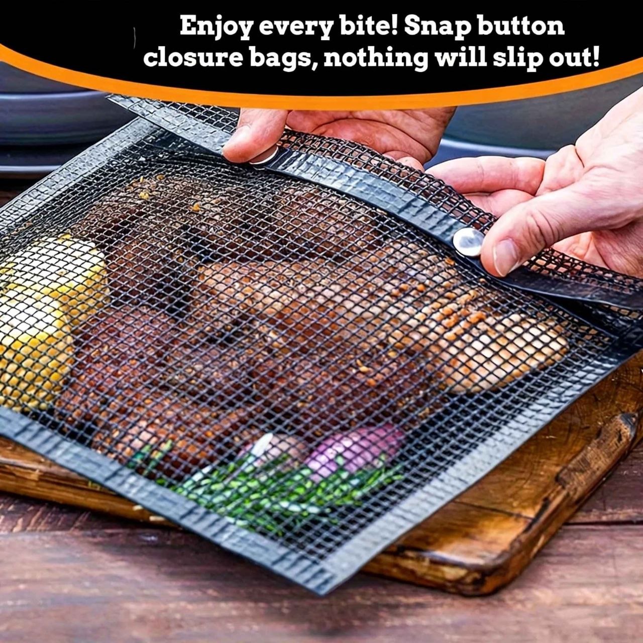 Sac Barbecue en Maille Anti-Adhésif حقيبة شواء شبكية غير لاصقة -مقاومة للحرارة، قابلة لإعادة الاستخدام وسهلة التنظيف