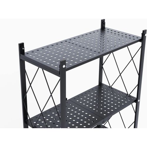 رف معدني قابل للطي بأربع طبقات وعجلات Étagère en Métal Pliable avec 4 Couches et Roues