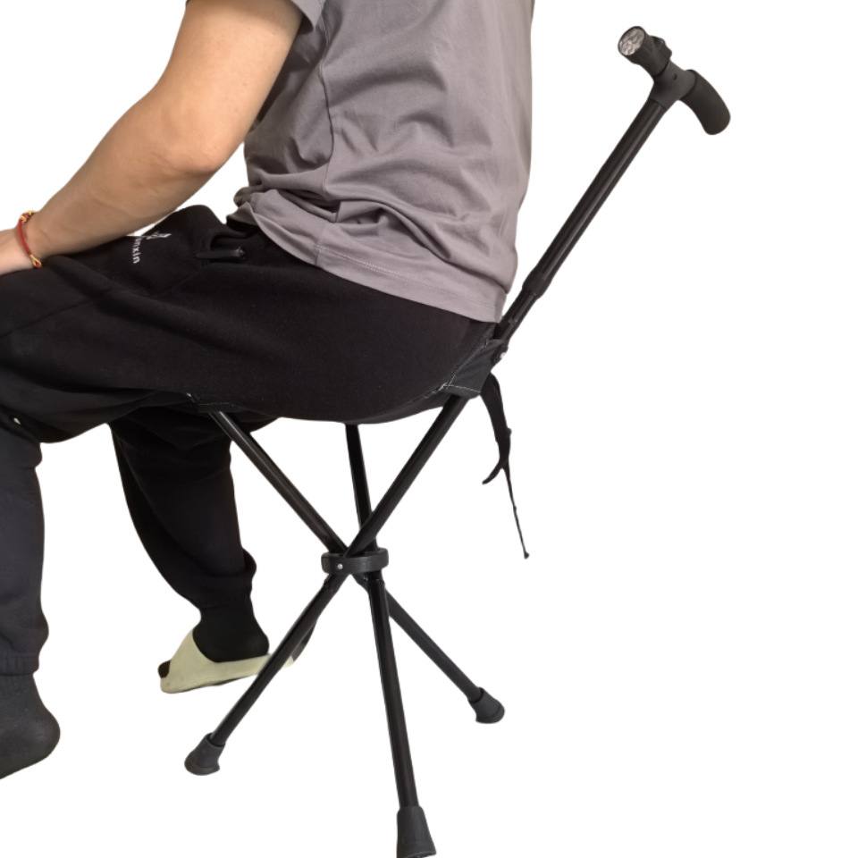 Canne Siège Pliable à Trois Pieds مقعد عصا المشي ثلاثي الأرجل القابل للطي الدعم والراحة لكبار السن