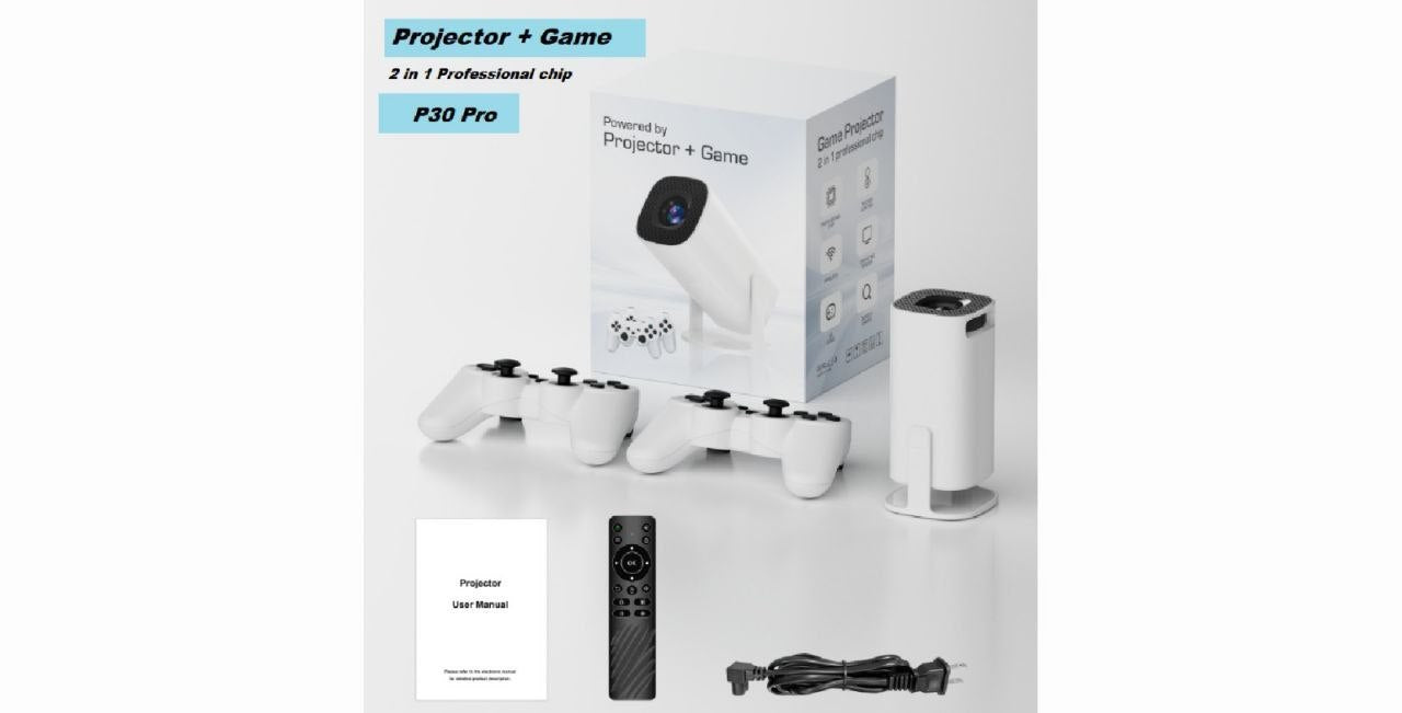 جهاز عرض ألعاب ذكي محمول بدقة 4K مزود بنظام Android 11 ووحدتي تحكم Projecteur de jeu portable intelligent 4K Android 11 avec deux contrôleurs