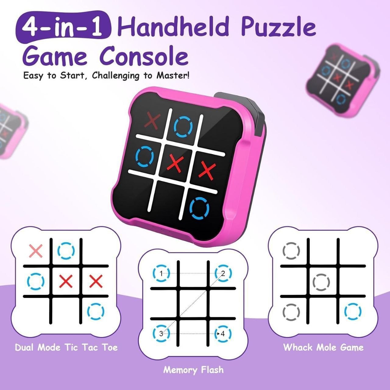 لعبة إكس أو الإلكترونية المحمولة 3 في 1 للأطفال والكبار Jeu Électronique Tic-Tac-Toe 3-en-1 Portable pour Enfants et Adultes