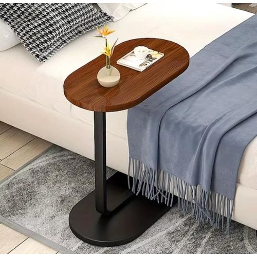 Table d'appoint en forme de C avec roulettes, mini table basse,