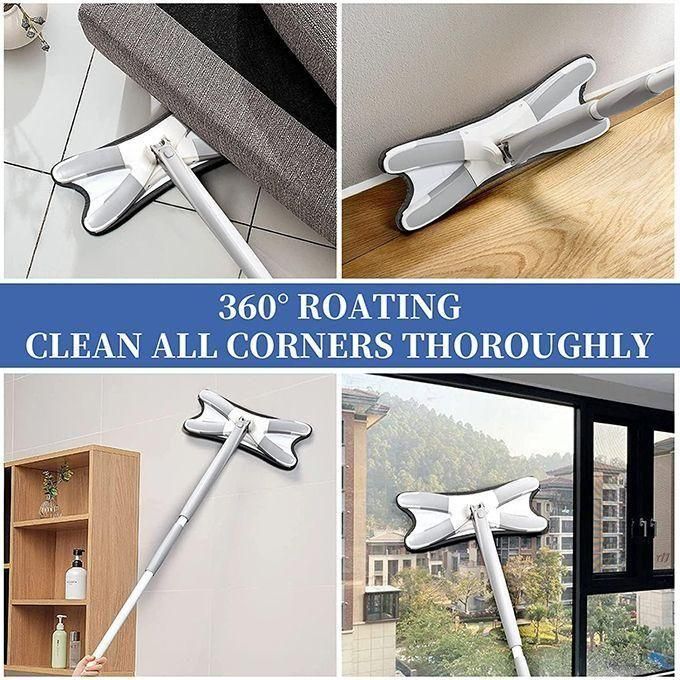 ممسحة أرضية، مكنسة مسطحة من الألياف الدقيقة، تدور 360 درجة