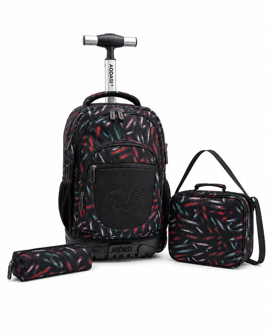 حقيبة مدرسية بعجلات مكونة من 3 قطع sac trolley 3pcs N°16 Cartable 3 pièces à roulettes–Design moderne et fonctionnel