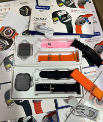 Smart watch C90 MAX ساعة تعمل بنظام أندرويد وتوفر وظائف تشبه الهاتف الذكي في معصم اليد