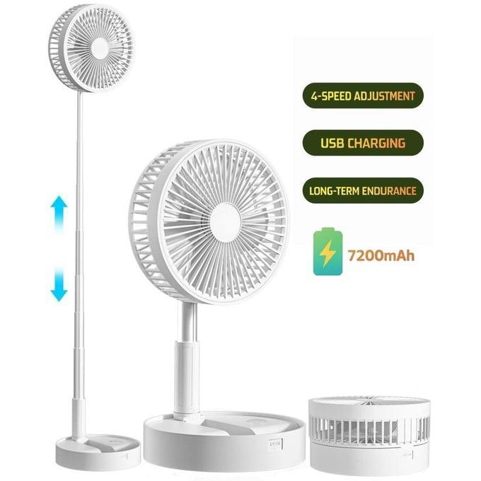 Ventilateur oscillant pliable portable à hauteur réglable, rechargeable 7200mAh مروحة محمولة قابلة للطي والتأرجح مع ارتفاع قابل للتعديل، وبطارية قابلة لإعادة الشحن