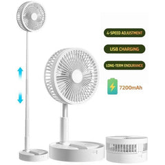 Ventilateur oscillant pliable portable à hauteur réglable, rechargeable 7200mAh مروحة محمولة قابلة للطي والتأرجح مع ارتفاع قابل للتعديل، وبطارية قابلة لإعادة الشحن