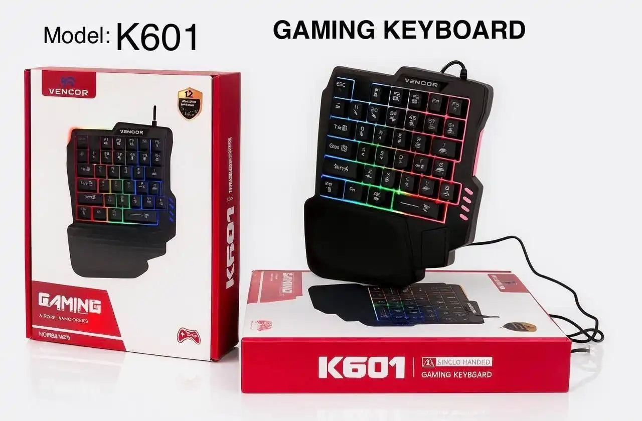 لوحة مفاتيح ألعاب بيد واحدة VENCOR K601 RGB Clavier Gaming Monomains