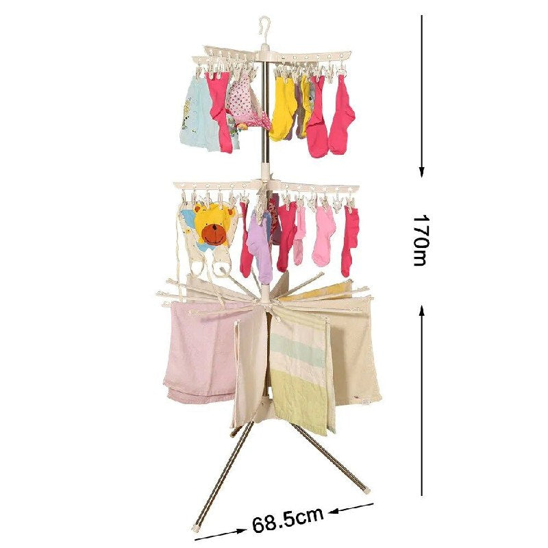 Portable Stainless Steel Drying Rack مجفف غسيل ثلاثي الطبقات من الفولاذ المقاوم للصدأ موفر للمساحة 170cm