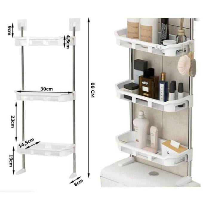 رف تخزين حمام ثلاثي الطبقات فوق المرحاض Étagère de rangement 3 Niveaux pour salle de bain au-dessus des toilettes