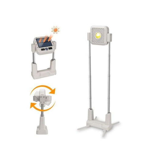 مصباح شمسي محمول بتقنية LED مع ارتفاع قابل للتعديل وحامل قابل للتوجيه Lampe Solaire LED Portable avec Hauteur Réglable et Support Orientable