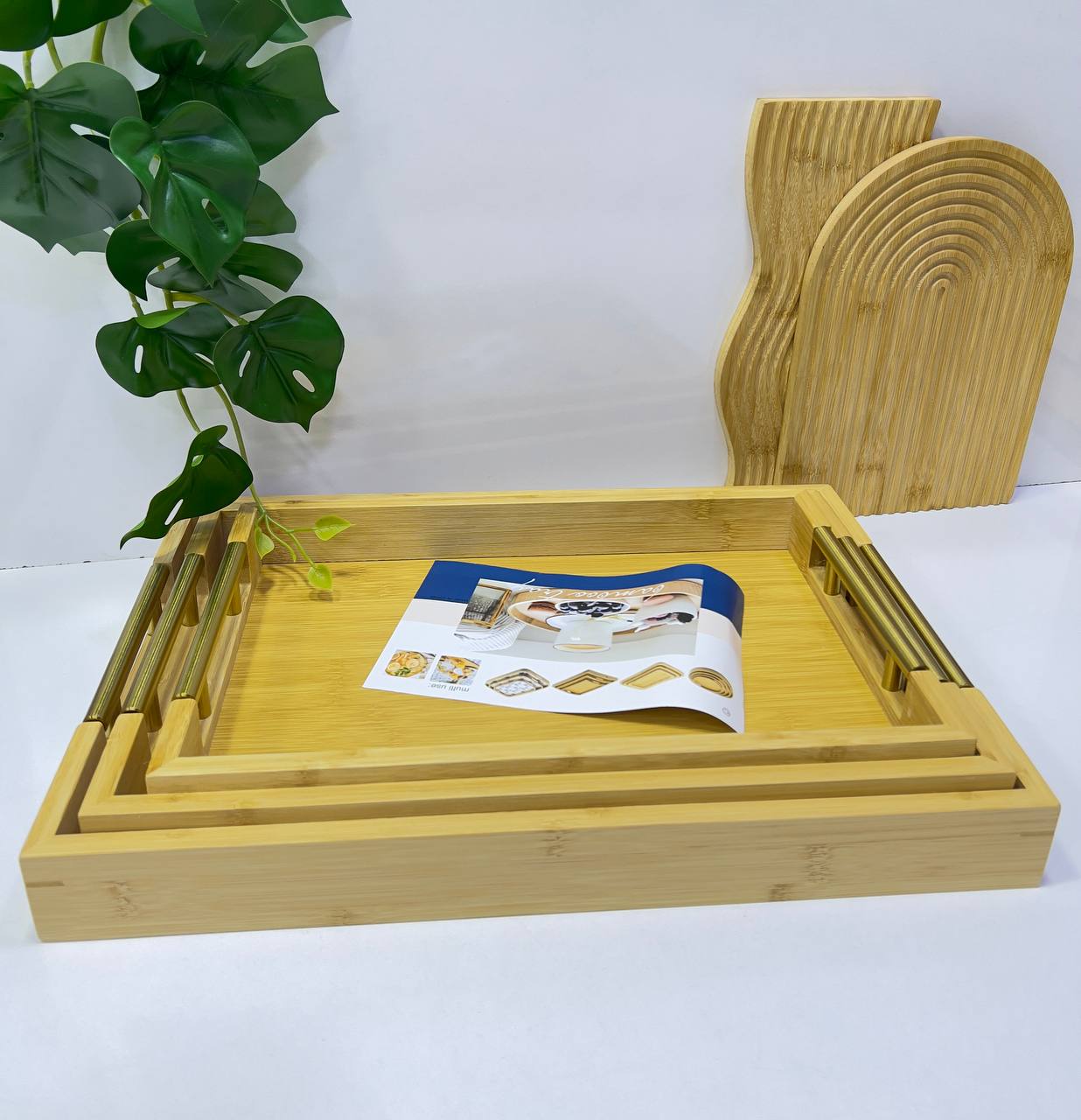 مجموعة من 3 صواني من الخيزران الطبيعي Ensemble de 3 Plateaux en Bambou Naturel