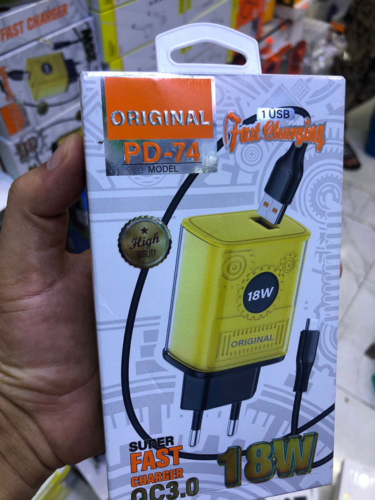 Fast charger 1USB 18W PD-74