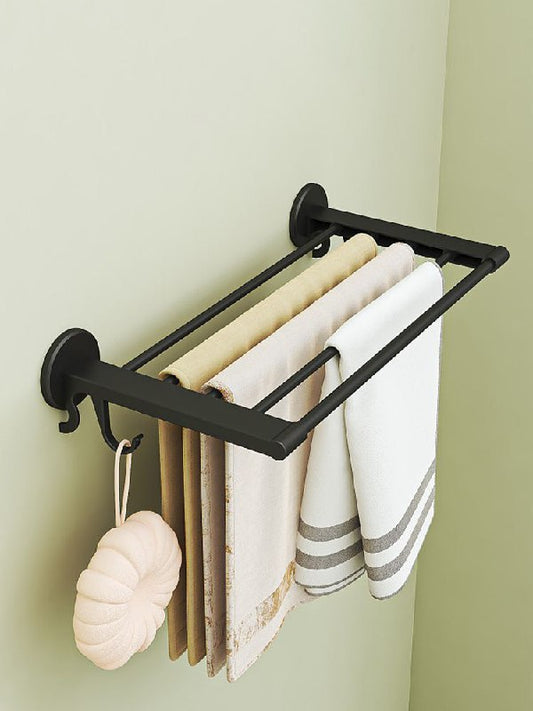 Porte-serviettes mural pliable sans perçage رف مناشف قابل للطي يُثبت على الحائط بدون حفر