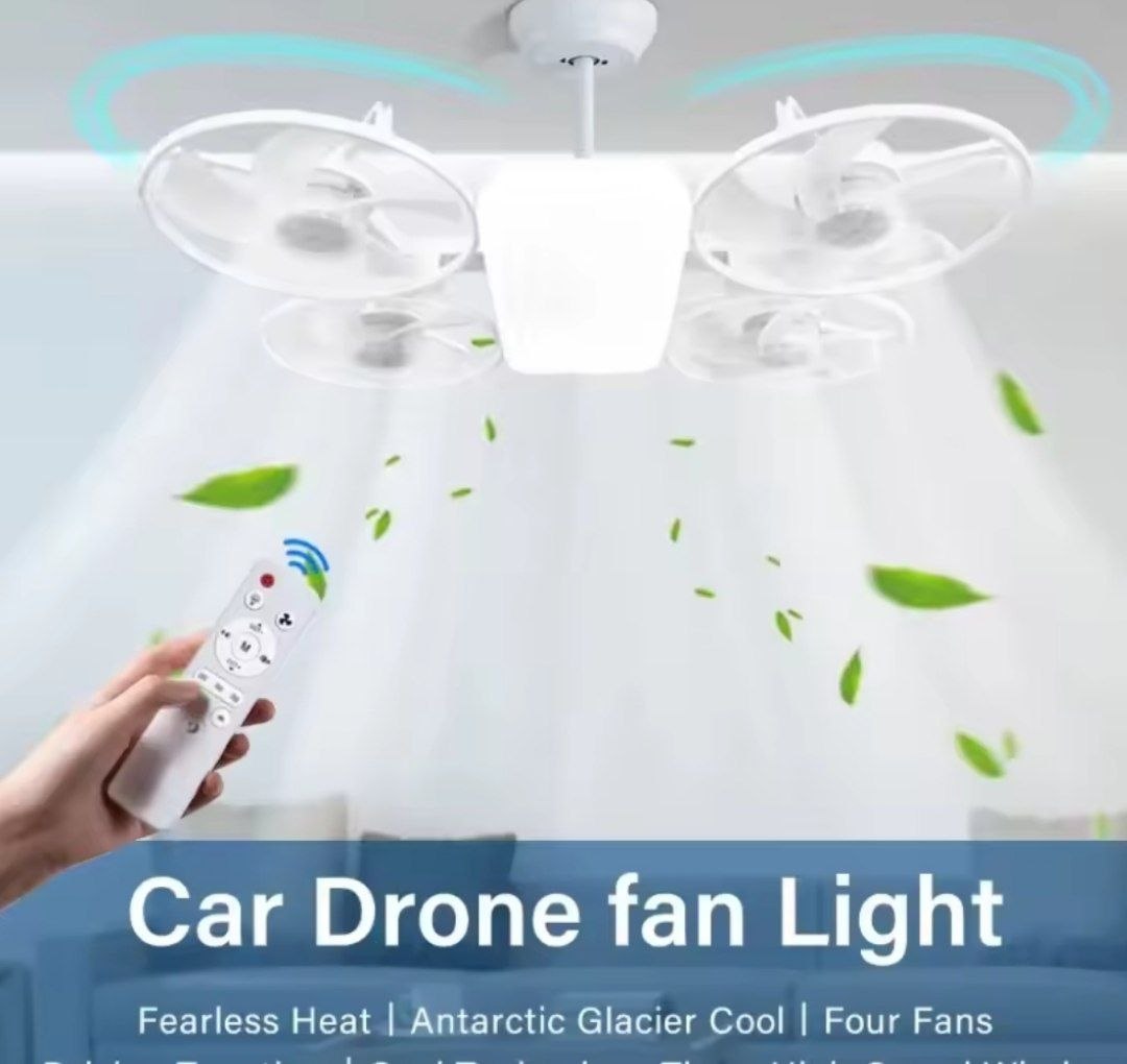 Ventilateur de plafond avec télécommande et éclairage intégré مروحة سقف على شكل طائرة بدون طيار مع إضاءة وجهاز تحكم عن بعد