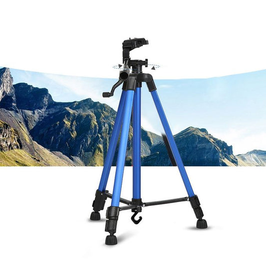 Trépied professionnel en aluminium bleu 3366 TRIPOD حامل احترافي ثلاثي القوائم أزرق من الألومنيوم ، للهواتف الذكية والكاميرات