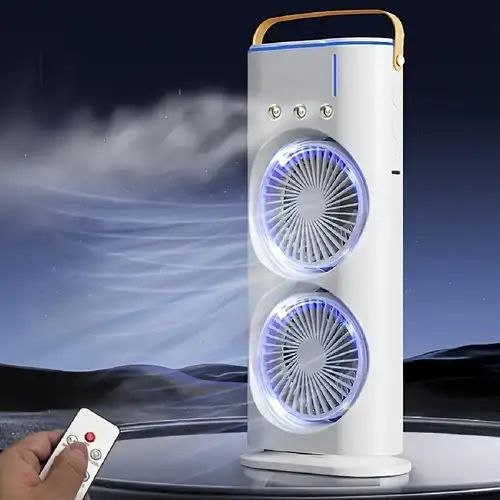 مروحة تكييف هواء صغيرة برأسين، 3 سرعات، قابلة لإعادة الشحن Ventilateur mini Climatiseur à Double tête