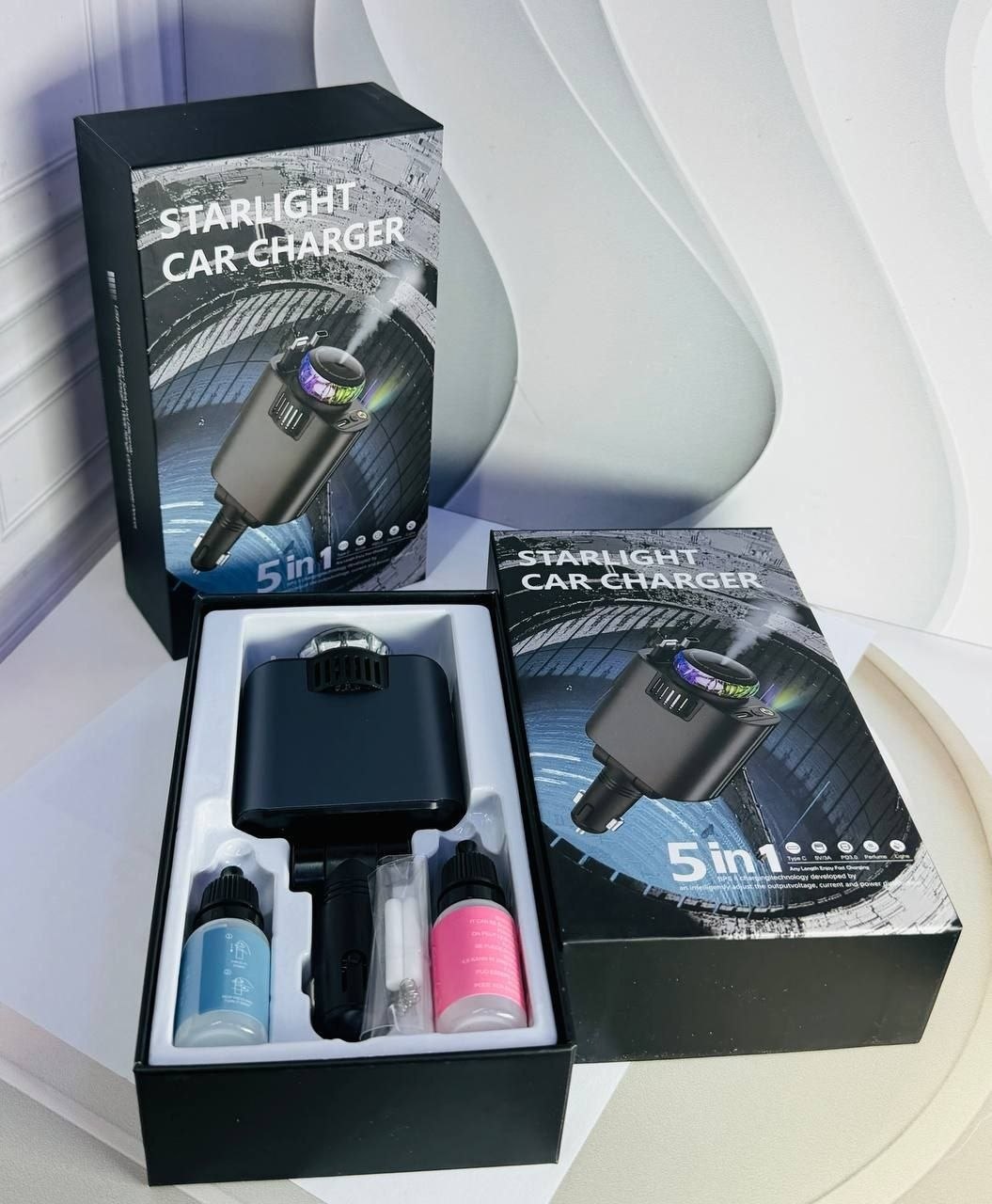 شاحن سيارة متعدد الوظائف 5 في 1 من ستارلايت Starlight Car Charger Chargeur de voiture multifonctionnel Starlight 5-en-1
