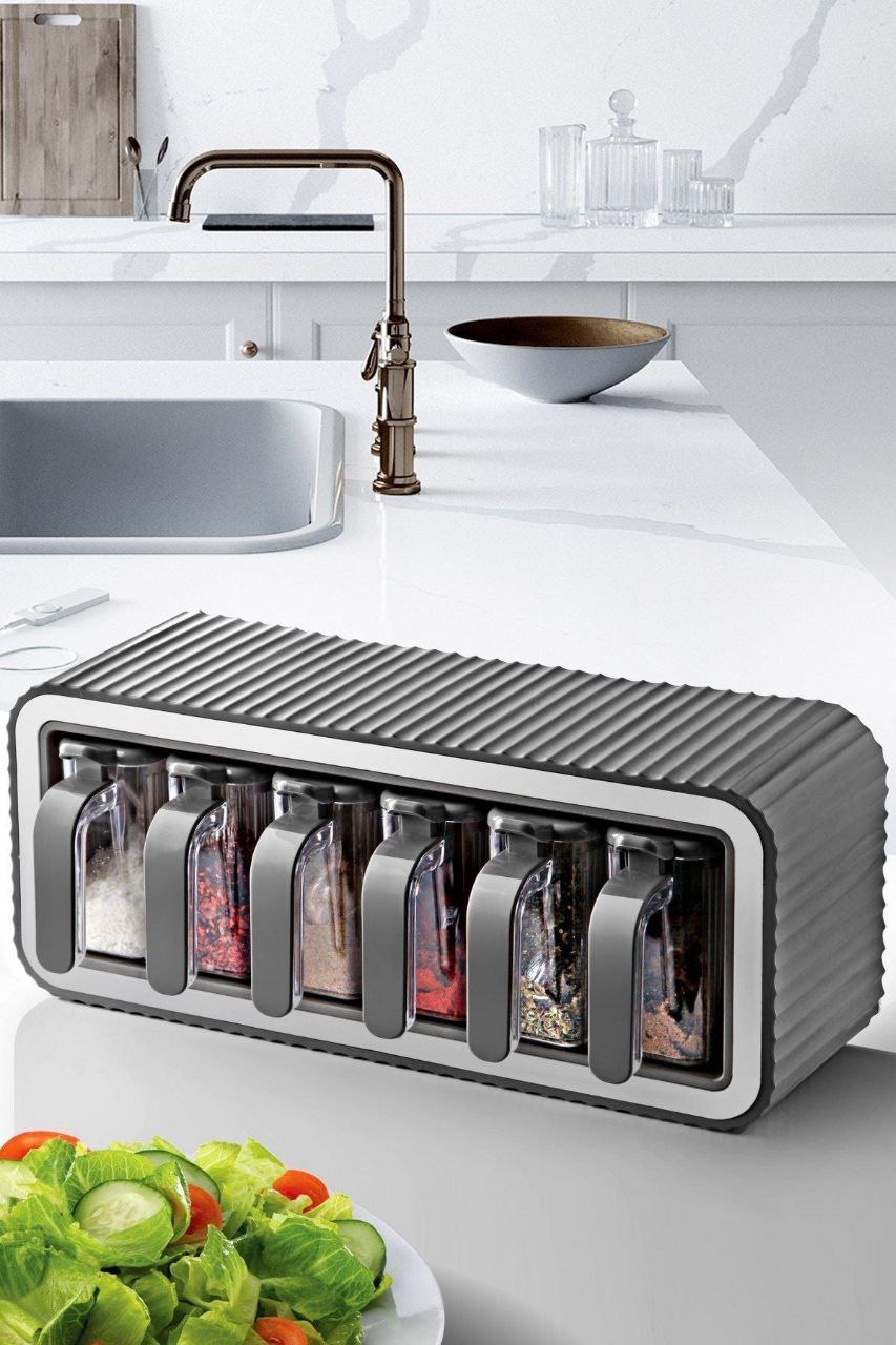 Organisateur d’Épices avec 6 Bocaux منظم التوابل مع 6 برطمانات