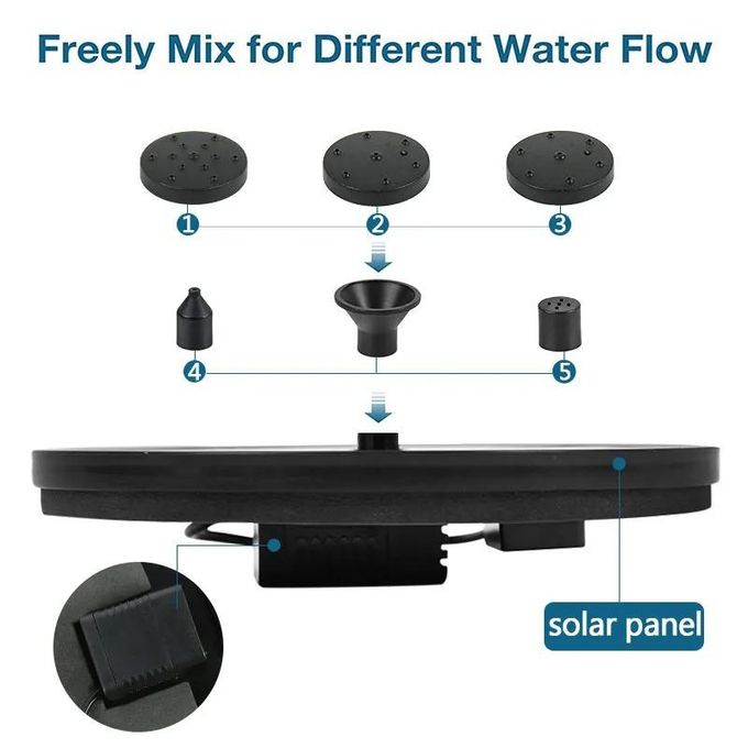 نافورة مياه شمسية صغيرة 13-16 سم، شلال لبركة السباحة Solar Fountain Mini fontaine d'eau solaire
