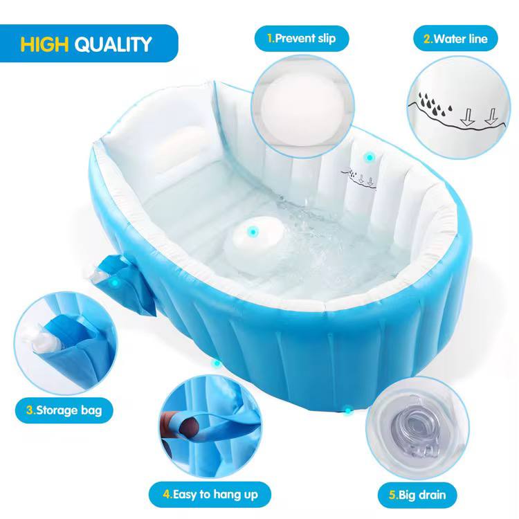 Baignoire gonflable pour bébé avec un coussin antidérapant central حوض استحمام قابل للنفخ للأطفال مزود بوسادة مركزية مانعة للانزلاق