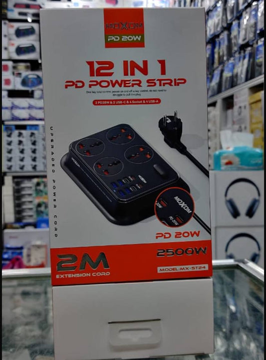 MOXOM 12in1 Power socket strip PD20W 2500W 2m