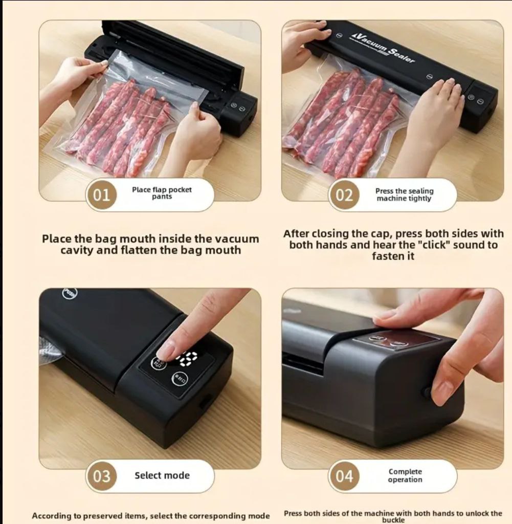 Scelleuse Sous Vide, Scelleuse à Vide avec Sacs de Fraîcheur جهاز تفريغ الهواء، جهاز تفريغ الهواء مع أكياس للحفاظ على النضارة،