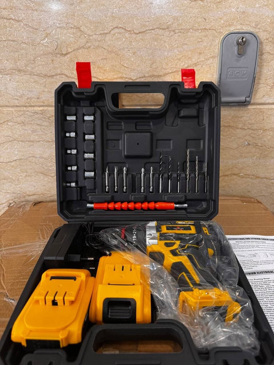 طقم مثقاب مفك Visseuse Perceuse électrique sans fil avec 2 batterie 21V Max Lithium-Ion 5.0 ah pour projets de bricolage