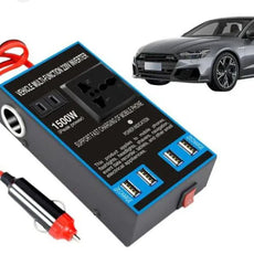 محول جهد كهربائي للسيارة بقدرة 1500 واط مزود بـ 4 منافذ USB، محول طاقة للسيارة Multi-Function Vehicle Inverter Convertisseur de tension de voiture 1500W 4ports USB, Onduleur de Puissance pour Voiture