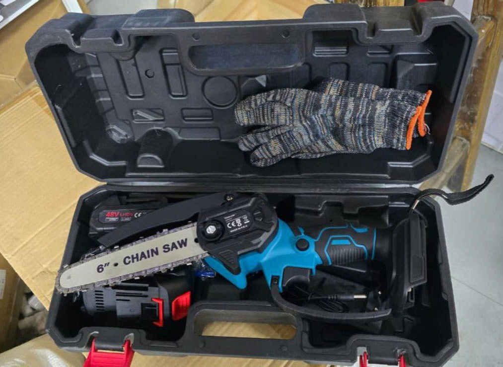 منشار كهربائي لاسلكي، منشار يدوي صغير، محرك بدون فرشاة 800W Mini Tronconneuse a Batterie 6 Pouces Tronçonneuse sans fil, mini scie portative