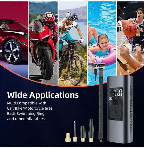Smart Portable Air Compressor 10 Bar منفاخ هواء ذكي محمول للسيارات والدراجات