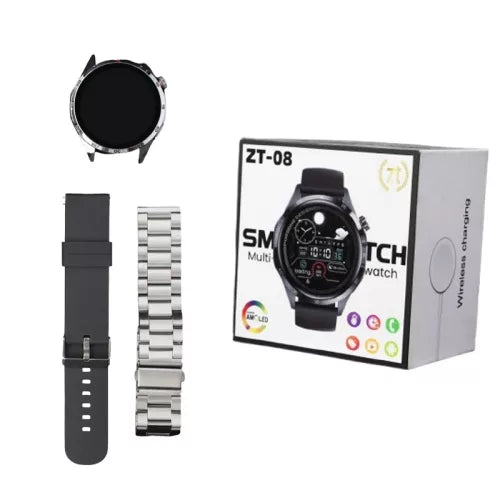 ساعة ZTfit ZT-08 الذكية باللون الفضي مع حزام من السيليكون والمعدن Montre connectée ZTfit ZT-08 argentée avec bracelet en silicone et métal