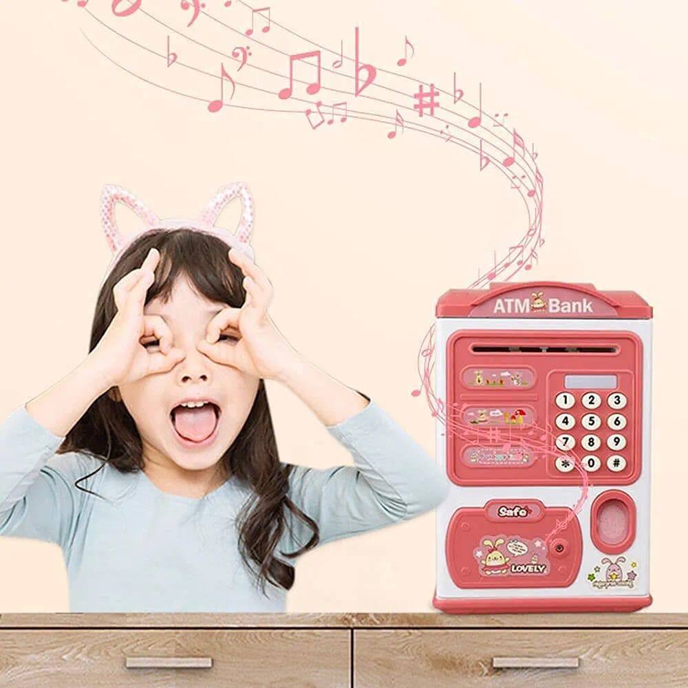 حصالة إلكترونية للأطفال برمز سري وبصمة إصبع خزنة نقود صغيرة لعبة للبنات والأولاد