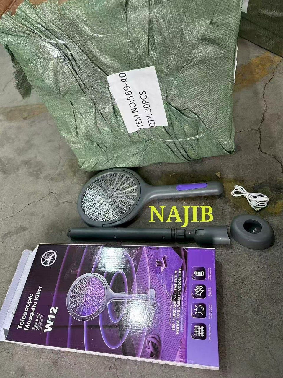 Raquette Moustique Electrique, avec Tête Rotative à 90 Degrés مضرب ناموس كهربائي، برأس دوار 90 درجة، قابل للتمديد، مضرب ذباب