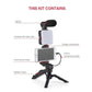 Kit Vlogging Smartphone AY49 RGB avec Trépied, Lampe LED et Micro Sans Fil طقم تصوير فيديو للهواتف الذكية AY49 RGB مع حامل ثلاثي القوائم، وإضاءة LED، وميكروفون لاسلكي للبث المباشر وإنشاء المحتوى