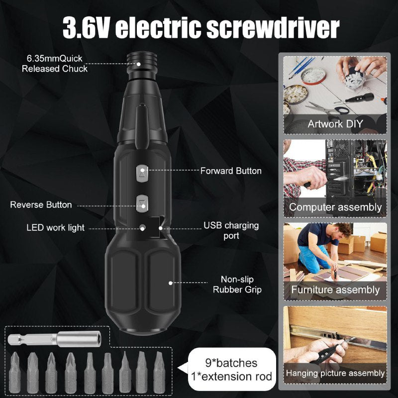 Mini tournevis électrique sans fil avec pointe magnétique