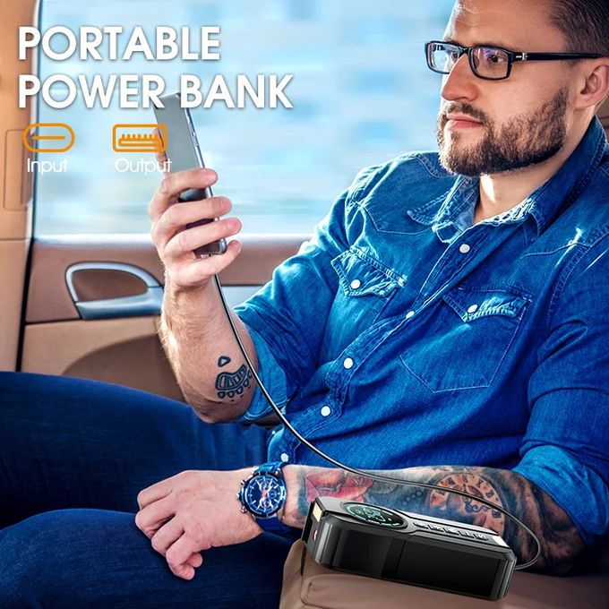 جهاز تشغيل بطارية السيارة المحمول 4 في 1 مع ضاغط هواء Démarreur de batterie de voiture portable 4-en-1 avec compresseur d'air