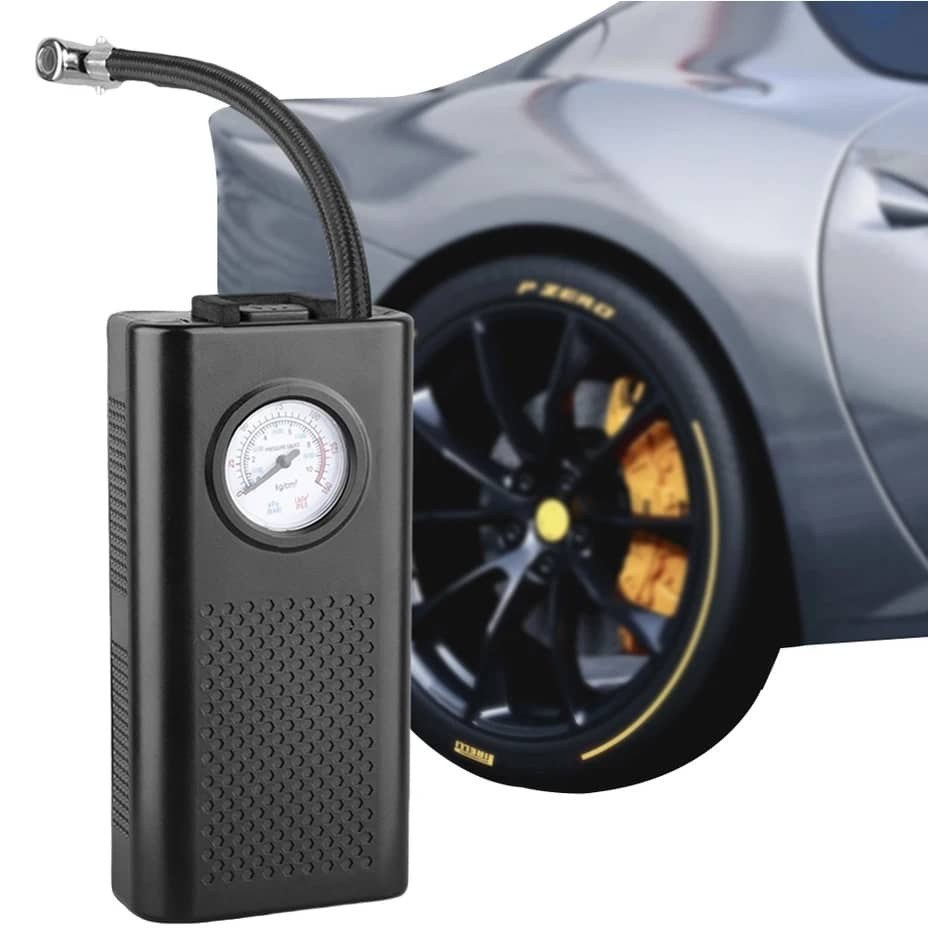 مضخة هواء محمولة قابلة لإعادة الشحن للسيارة مزودة بمقياس ضغط وقوة Pompe à air portable rechargeable pour voiture, modèle RSD-DCQB07, avec manomètre et puissance de 120 watts