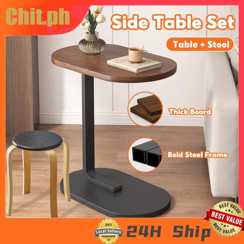 Side Table Set Table d'Appoint en Forme de C