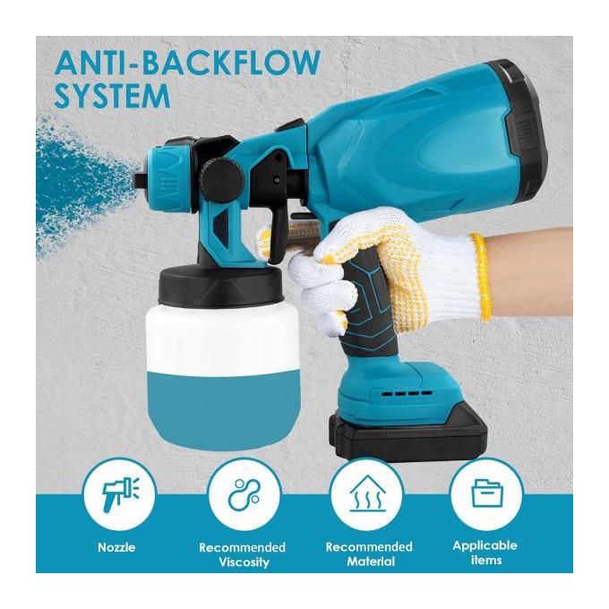 Pistolet à peinture électrique multifonctionnel sans fil 18V مسدس طلاء كهربائي لاسلكي 18V متعدد الوظائف
