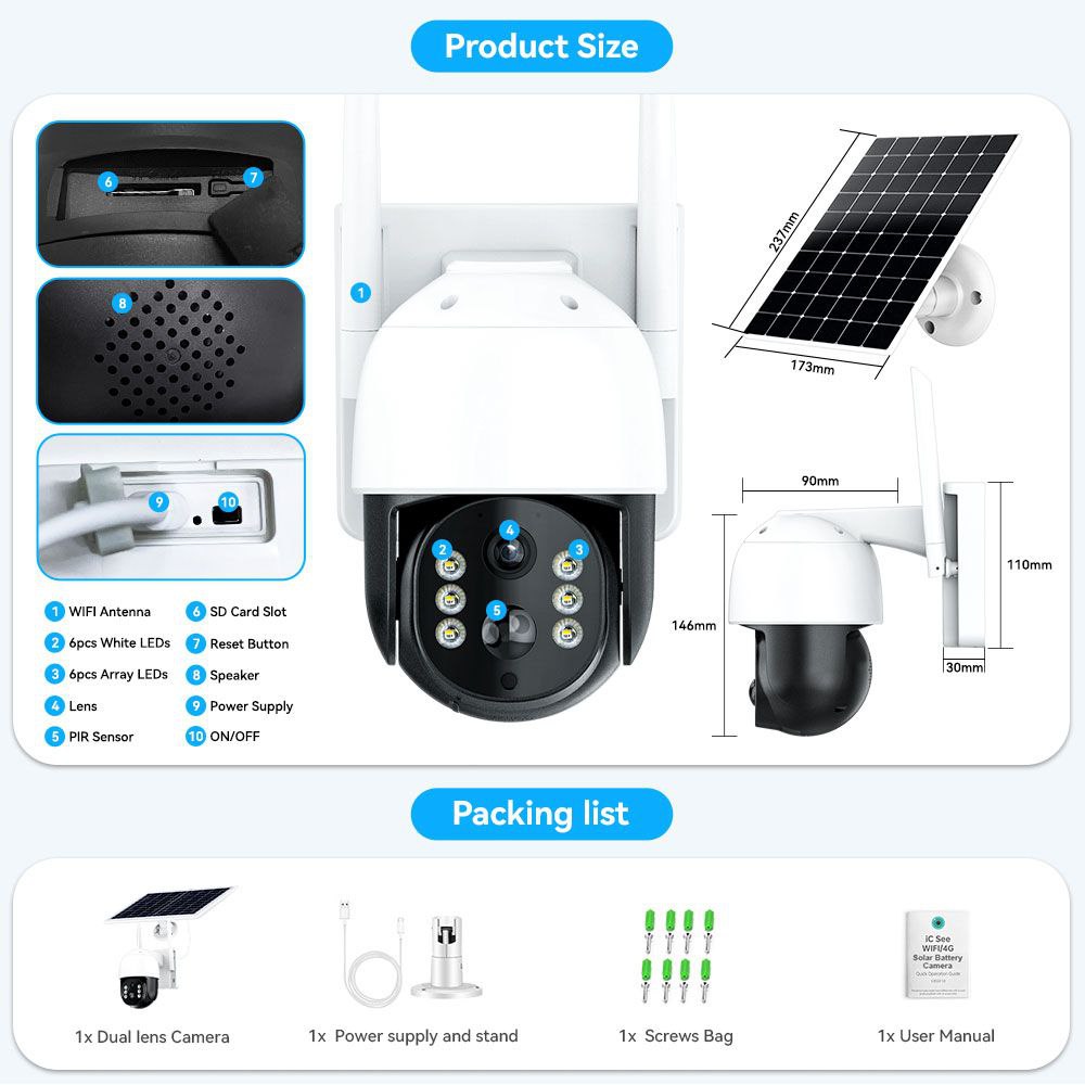 AI Solar PTZ Camera T05-WiFi كاميرا شمسية ذكية