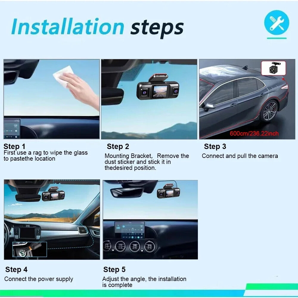 كاميرا سيارة 4 عدسات Caméra Automobile 4 Lenses 1080P avec Écran IPS 2.0