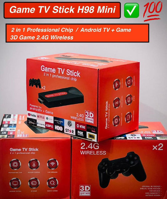 Game TV Stick H98 mini 4K fULL HD Console de jeu Manette