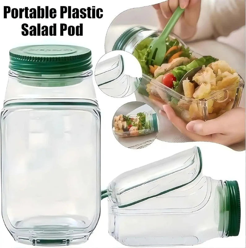 علبة سلطة محمولة بفتحة جانبية وغطاء Bocal à Salade Portable à Ouverture Latérale avec Couvercle