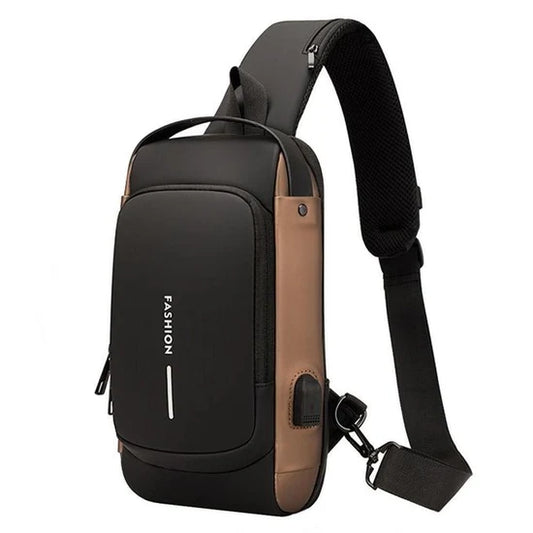 Sac à bandoulière USB antivol multifonction pour hommes حقيبة كتف متعددة الوظائف مضادة للسرقة مزودة بمنفذ USB للرجال