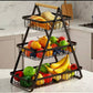 Rangement de Cuisine en Inox Noir à 3 Étagères support rangement fruits légumes